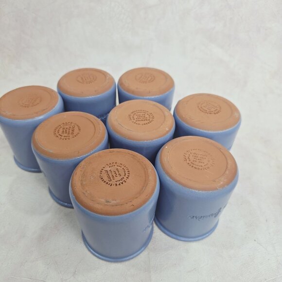 Set of 8 Fermière Cermer Yogurt Pots Crocks Jars French Blue - Picture 5 of 11